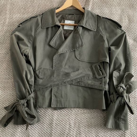 Anine Bing Jackets & Blazers - Anine Bing military green Aria trench coat style cropped jacket